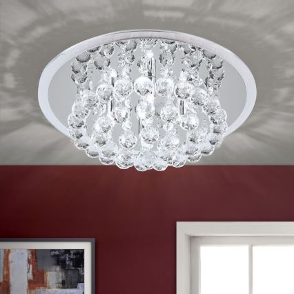 Plafon kryształowy GLORIA 4xG9/40W/230V śr. 38 cm przezroczysty/chrom błyszczący