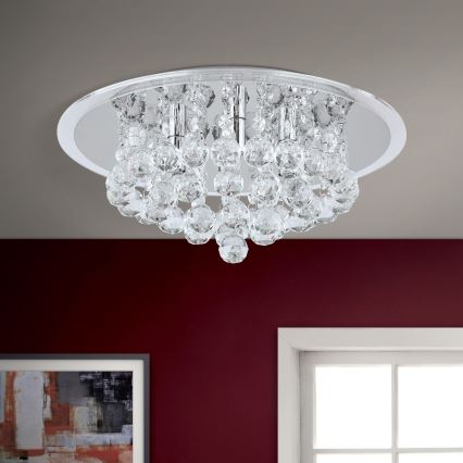 Plafon kryształowy GLORIA 4xG9/40W/230V śr. 38 cm przezroczysty/chrom błyszczący