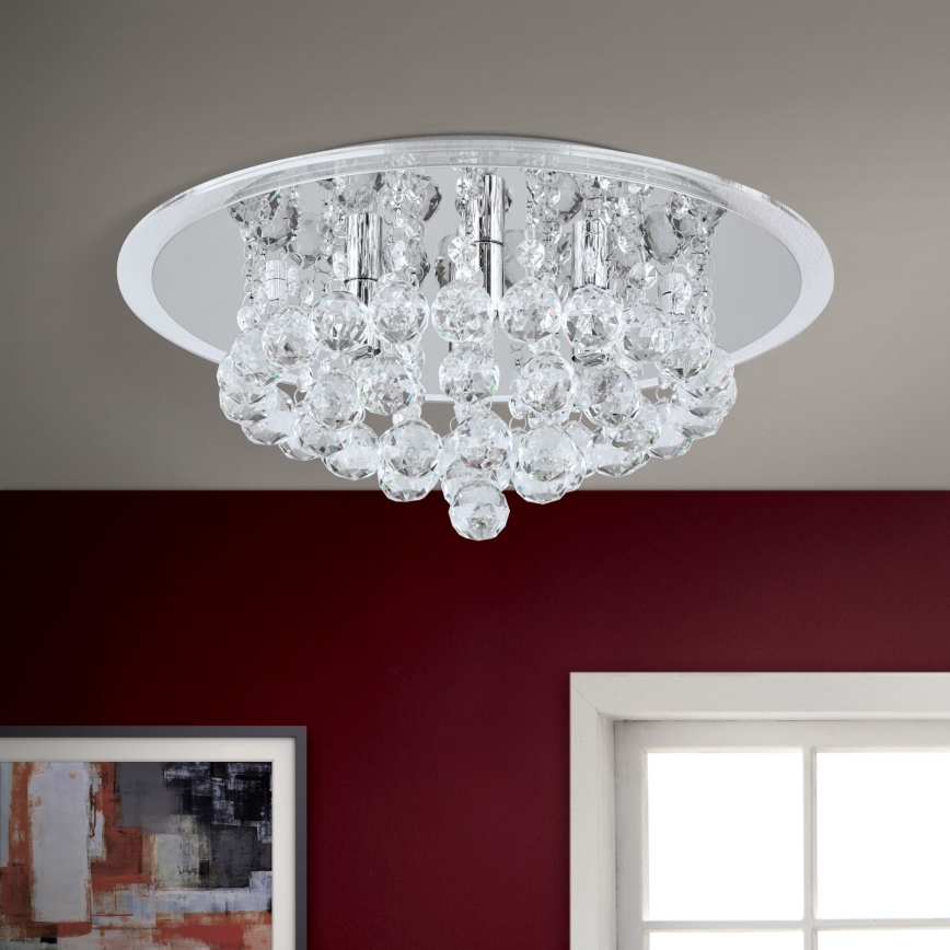 Plafon kryształowy GLORIA 4xG9/40W/230V śr. 38 cm przezroczysty/chrom błyszczący