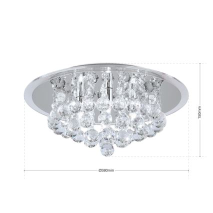 Plafon kryształowy GLORIA 4xG9/40W/230V śr. 38 cm przezroczysty/chrom błyszczący