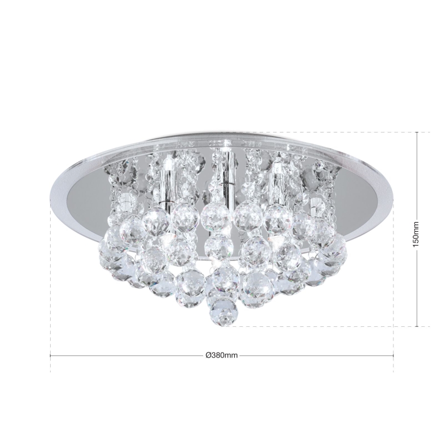 Plafon kryształowy GLORIA 4xG9/40W/230V śr. 38 cm przezroczysty/chrom błyszczący