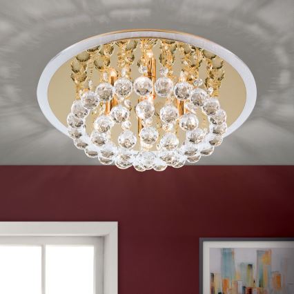 Plafon kryształowy GLORIA 4xG9/40W/230V śr. 38 cm złoty