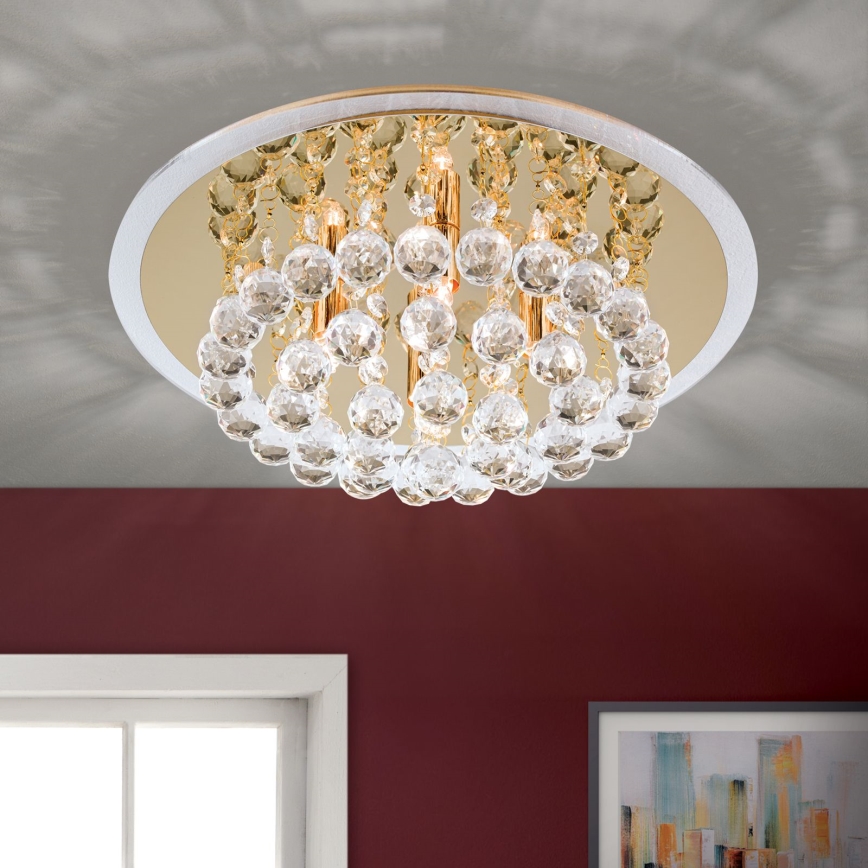Plafon kryształowy GLORIA 4xG9/40W/230V śr. 38 cm złoty