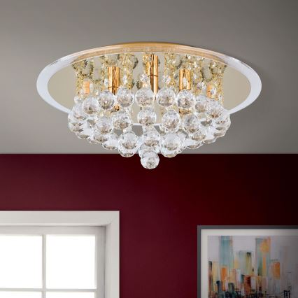 Plafon kryształowy GLORIA 4xG9/40W/230V śr. 38 cm złoty