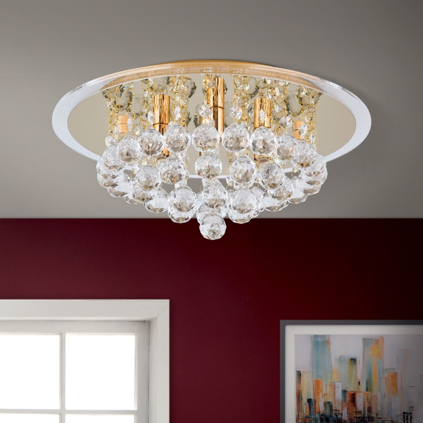 Plafon kryształowy GLORIA 4xG9/40W/230V śr. 38 cm złoty