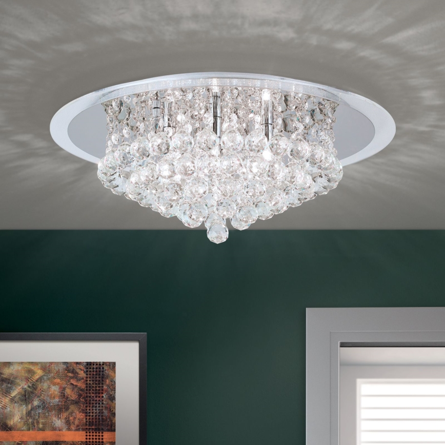 Plafon kryształowy GLORIA 6xG9/40W/230V śr. 50 cm przezroczysty/chrom błyszczący