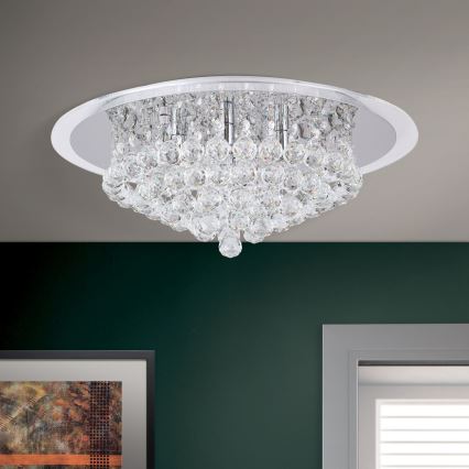 Plafon kryształowy GLORIA 6xG9/40W/230V śr. 50 cm przezroczysty/chrom błyszczący