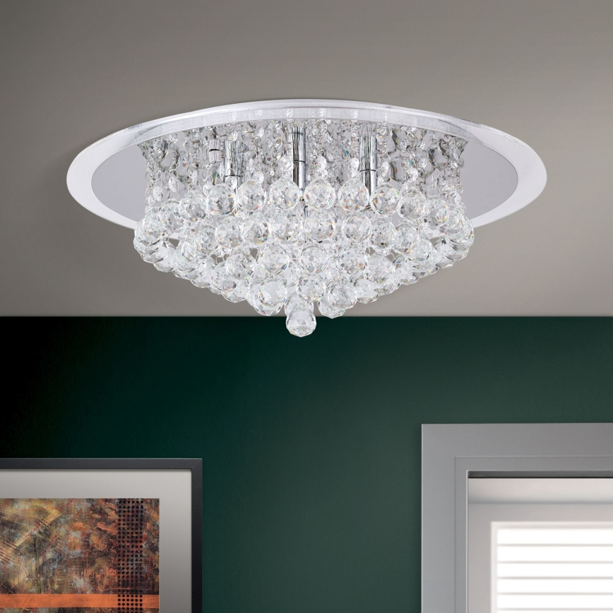 Plafon kryształowy GLORIA 6xG9/40W/230V śr. 50 cm przezroczysty/chrom błyszczący