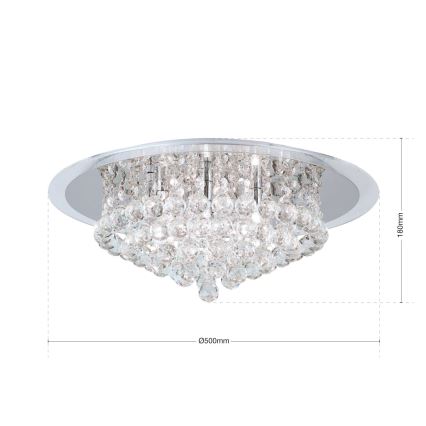 Plafon kryształowy GLORIA 6xG9/40W/230V śr. 50 cm przezroczysty/chrom błyszczący