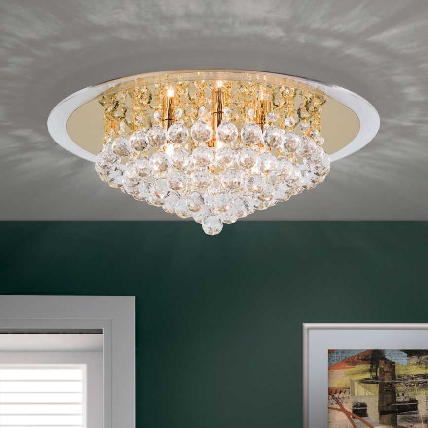 Plafon kryształowy GLORIA 6xG9/40W/230V śr. 50 cm złoty