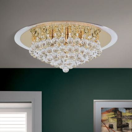 Plafon kryształowy GLORIA 6xG9/40W/230V śr. 50 cm złoty