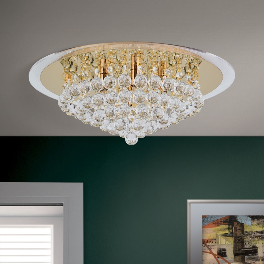 Plafon kryształowy GLORIA 6xG9/40W/230V śr. 50 cm złoty