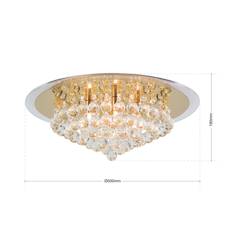 Plafon kryształowy GLORIA 6xG9/40W/230V śr. 50 cm złoty