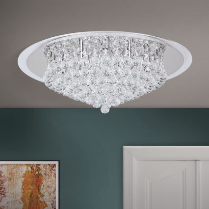 Plafon kryształowy GLORIA 9xG9/40W/230V śr. 62 cm przezroczysty/chrom błyszczący