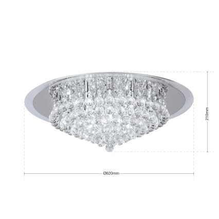 Plafon kryształowy GLORIA 9xG9/40W/230V śr. 62 cm przezroczysty/chrom błyszczący