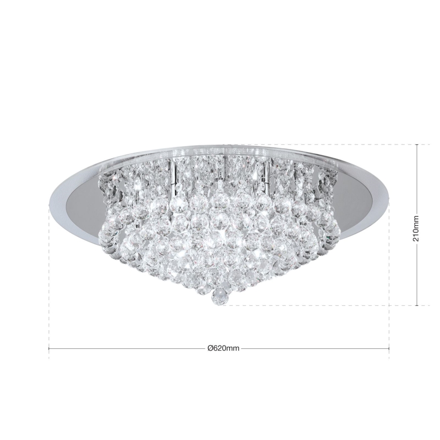 Plafon kryształowy GLORIA 9xG9/40W/230V śr. 62 cm przezroczysty/chrom błyszczący