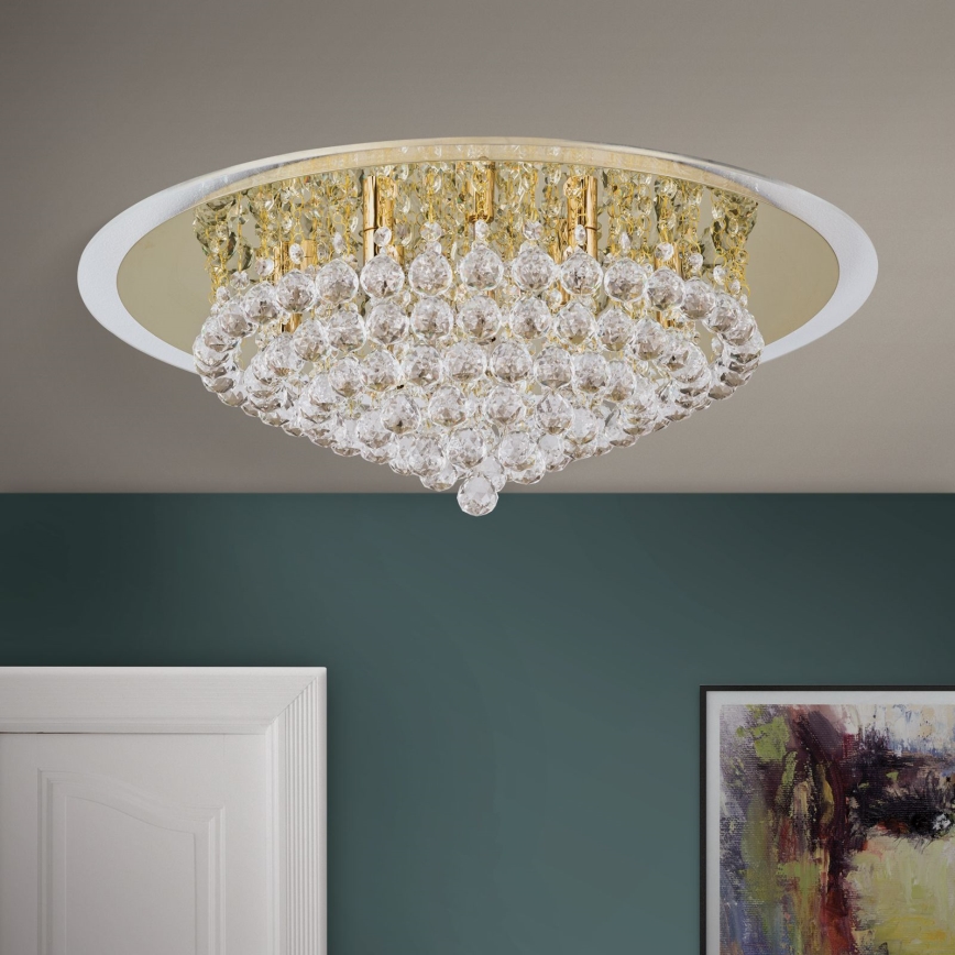 Plafon kryształowy GLORIA 9xG9/40W/230V śr. 62 cm złoty
