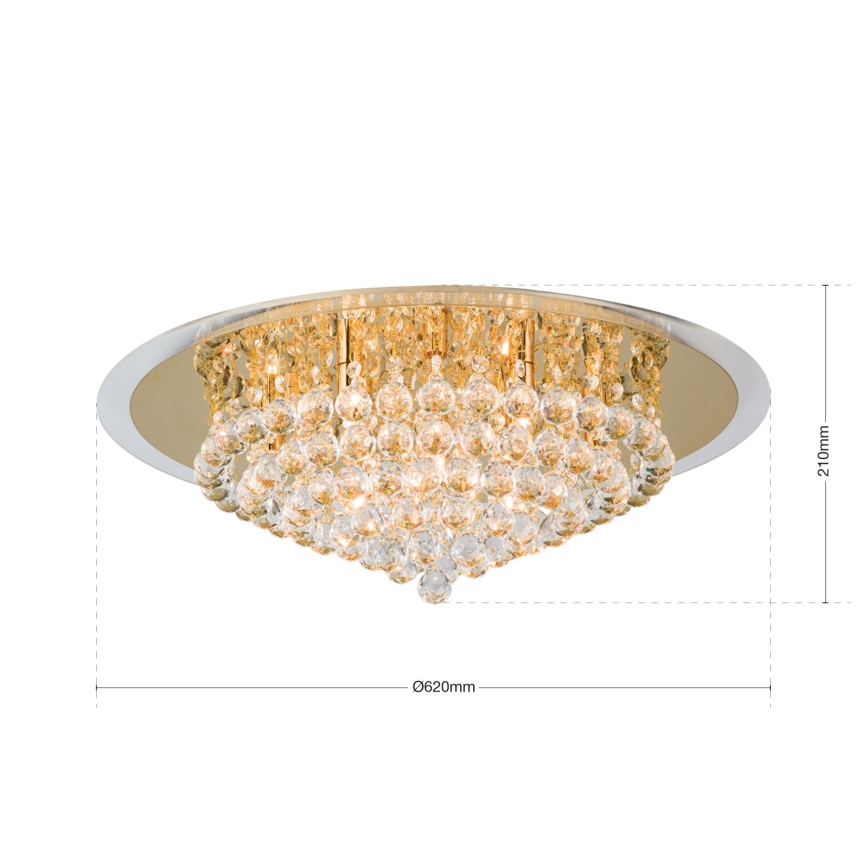 Plafon kryształowy GLORIA 9xG9/40W/230V śr. 62 cm złoty