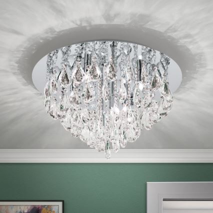 Plafon kryształowy CELESTE 6xG9/40W/230V śr. 45 cm chrom błyszczący