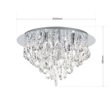 Plafon kryształowy CELESTE 6xG9/40W/230V śr. 45 cm chrom błyszczący