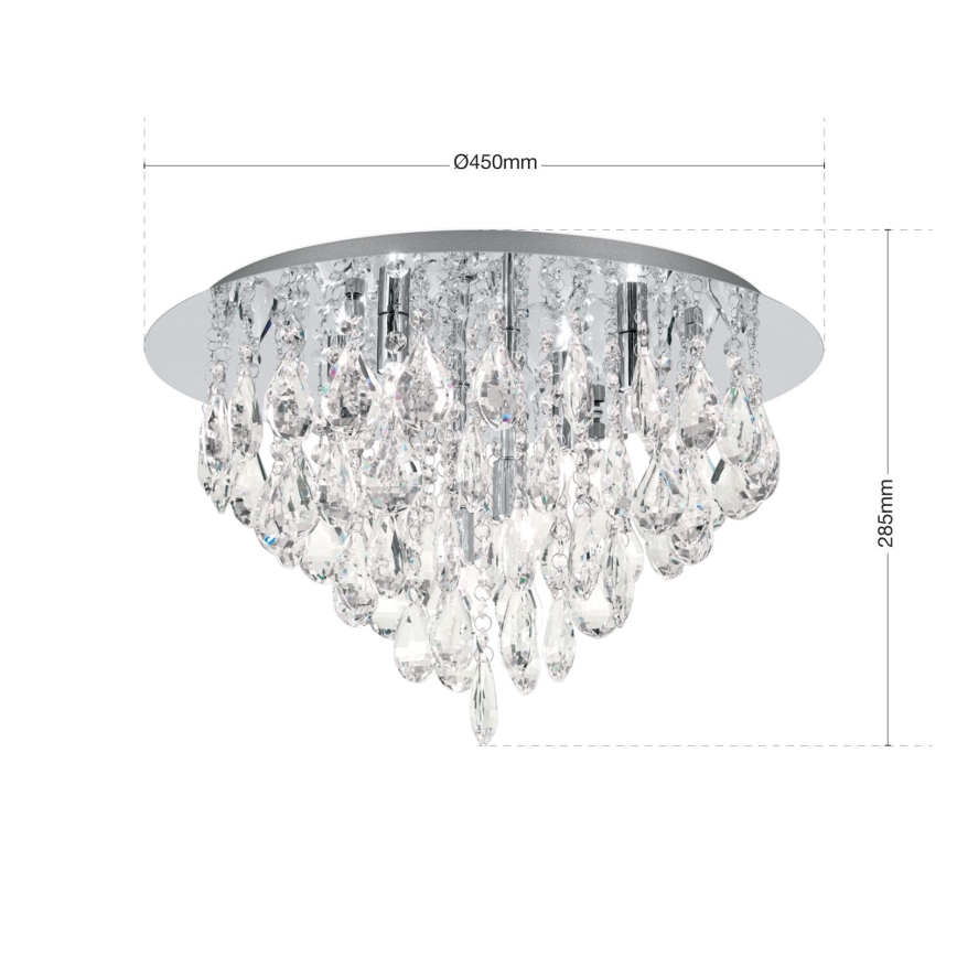 Plafon kryształowy CELESTE 6xG9/40W/230V śr. 45 cm chrom błyszczący