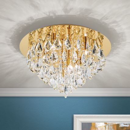 Plafon kryształowy CELESTE 6xG9/40W/230V śr. 45 cm złoty
