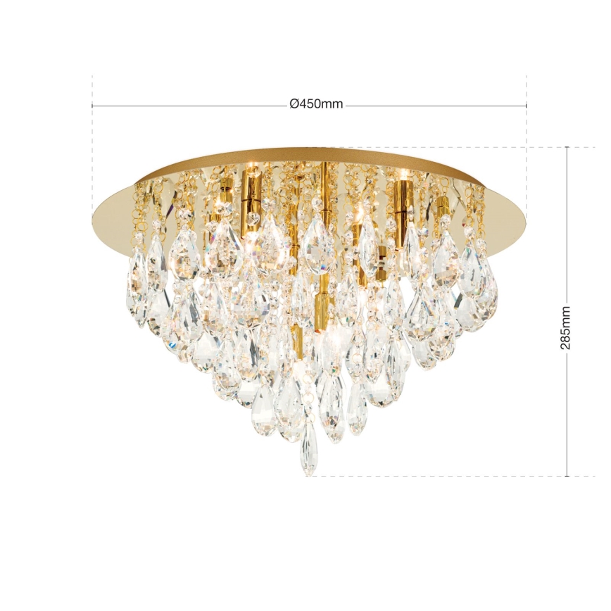 Plafon kryształowy CELESTE 6xG9/40W/230V śr. 45 cm złoty