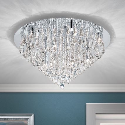 Plafon kryształowy CELESTE 12xG9/40W/230V śr. 75 cm chrom błyszczący