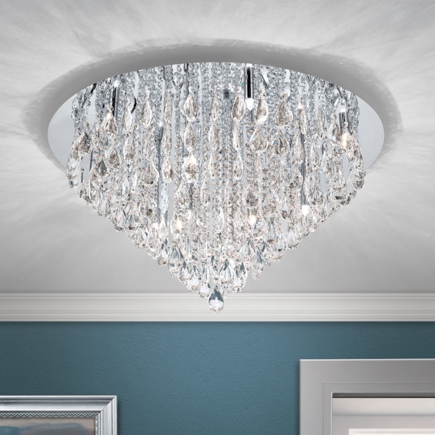 Plafon kryształowy CELESTE 12xG9/40W/230V śr. 75 cm chrom błyszczący