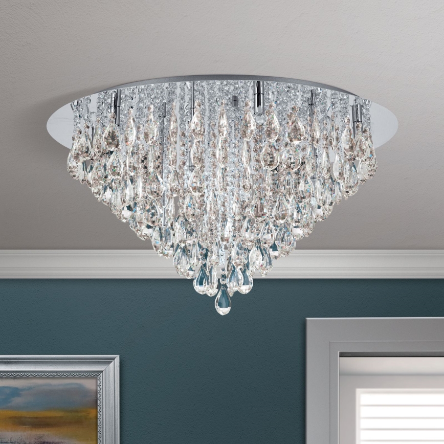 Plafon kryształowy CELESTE 12xG9/40W/230V śr. 75 cm chrom błyszczący