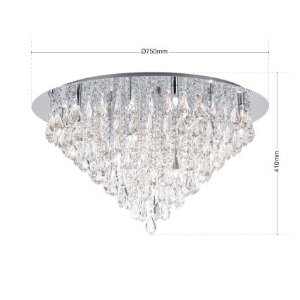 Plafon kryształowy CELESTE 12xG9/40W/230V śr. 75 cm chrom błyszczący