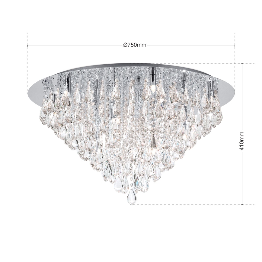 Plafon kryształowy CELESTE 12xG9/40W/230V śr. 75 cm chrom błyszczący