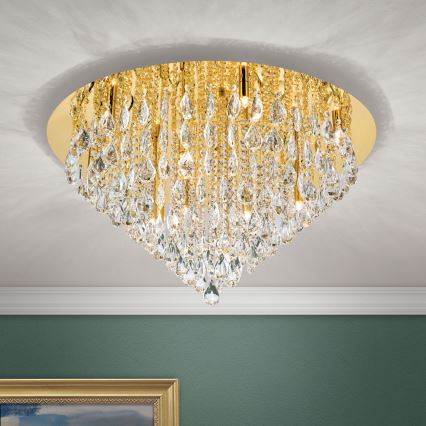 Plafon kryształowy CELESTE 12xG9/40W/230V śr. 75 cm złoty