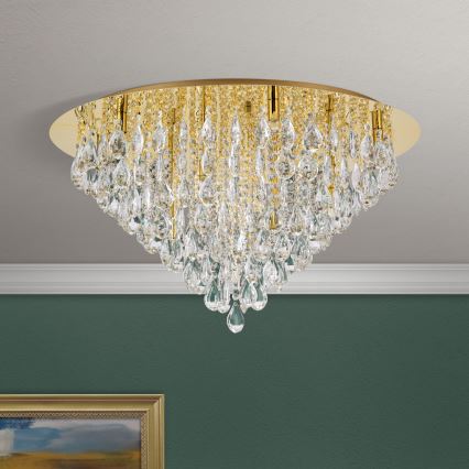 Plafon kryształowy CELESTE 12xG9/40W/230V śr. 75 cm złoty