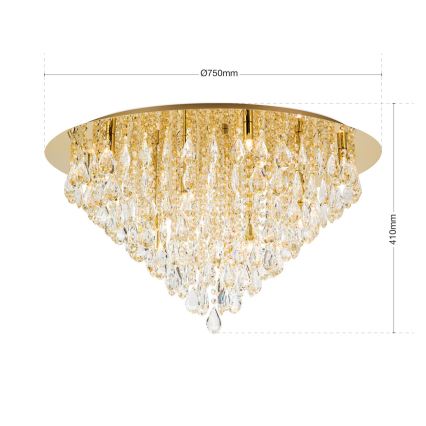Plafon kryształowy CELESTE 12xG9/40W/230V śr. 75 cm złoty
