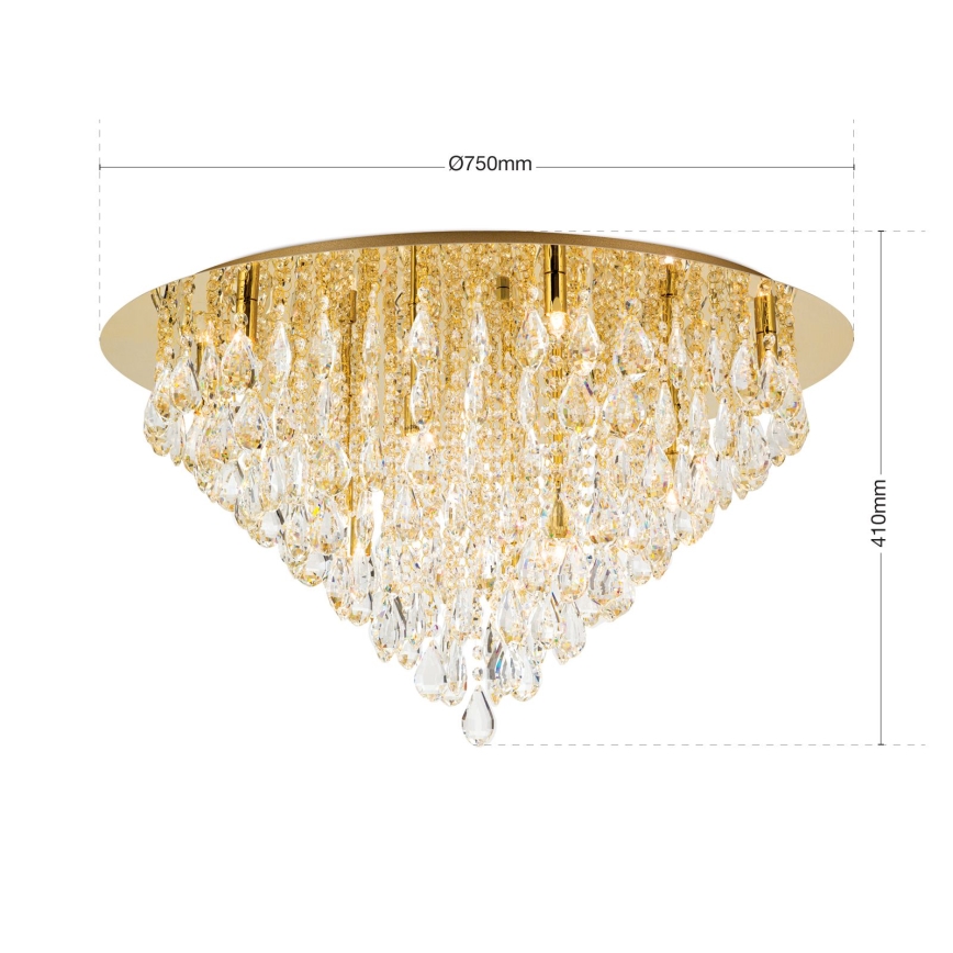 Plafon kryształowy CELESTE 12xG9/40W/230V śr. 75 cm złoty
