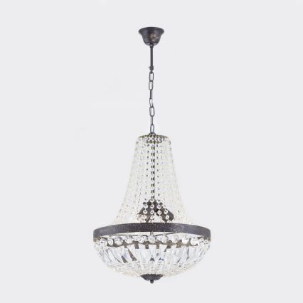 Żyrandol kryształowy na łańcuchu ARILA 3xE27/60W/230V śr. 40 cm brązowy/patyna