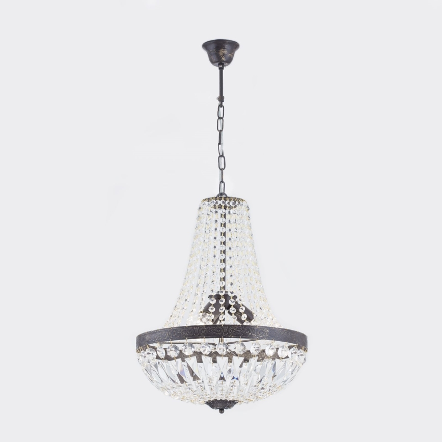 Żyrandol kryształowy na łańcuchu ARILA 3xE27/60W/230V śr. 40 cm brązowy/patyna