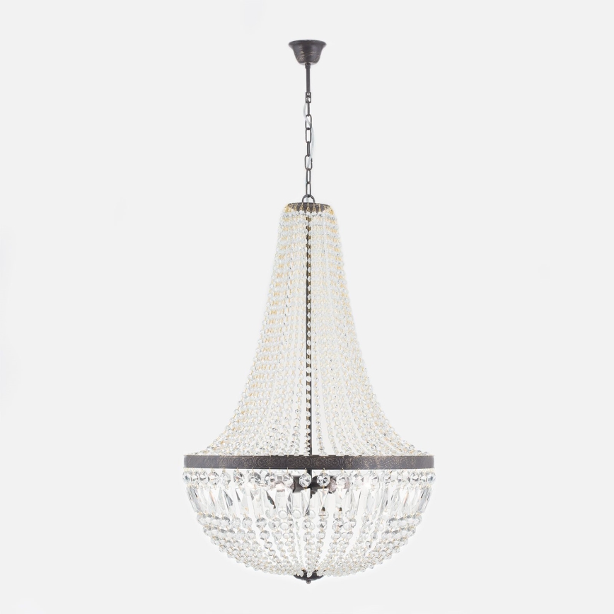 Żyrandol kryształowy na łańcuchu ARILA 6xE27/60W/230V śr. 60 cm brązowy/patyna
