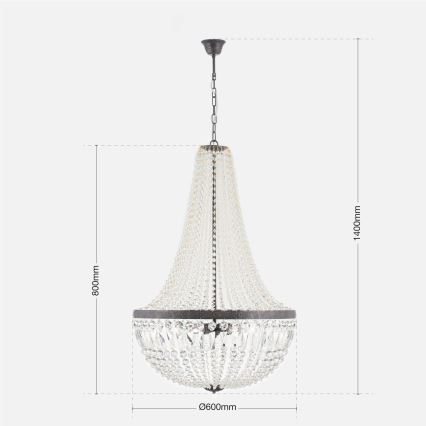 Żyrandol kryształowy na łańcuchu ARILA 6xE27/60W/230V śr. 60 cm brązowy/patyna