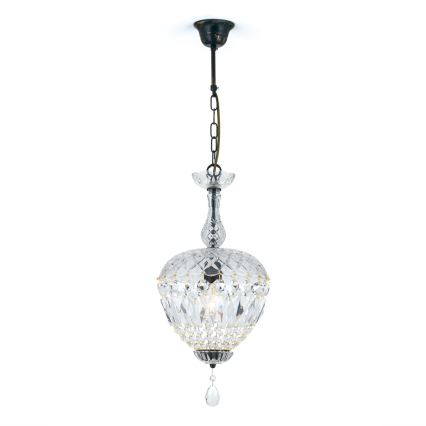 Żyrandol kryształowy na łańcuchu ARILA 1xE27/60W/230V śr. 25 cm brązowy/patyna