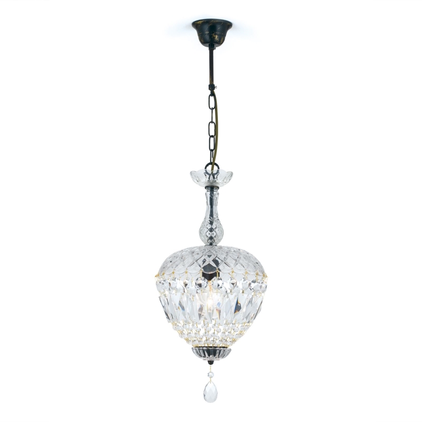 Żyrandol kryształowy na łańcuchu ARILA 1xE27/60W/230V śr. 25 cm brązowy/patyna