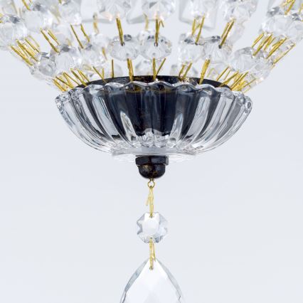 Żyrandol kryształowy na łańcuchu ARILA 1xE27/60W/230V śr. 25 cm brązowy/patyna