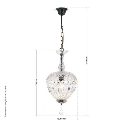 Żyrandol kryształowy na łańcuchu ARILA 1xE27/60W/230V śr. 25 cm brązowy/patyna