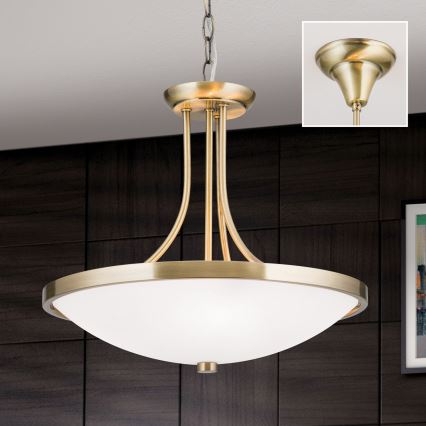Żyrandol na łańcuchu AIDA 3xE27/60W/230V śr. 39,5 cm mosiądz