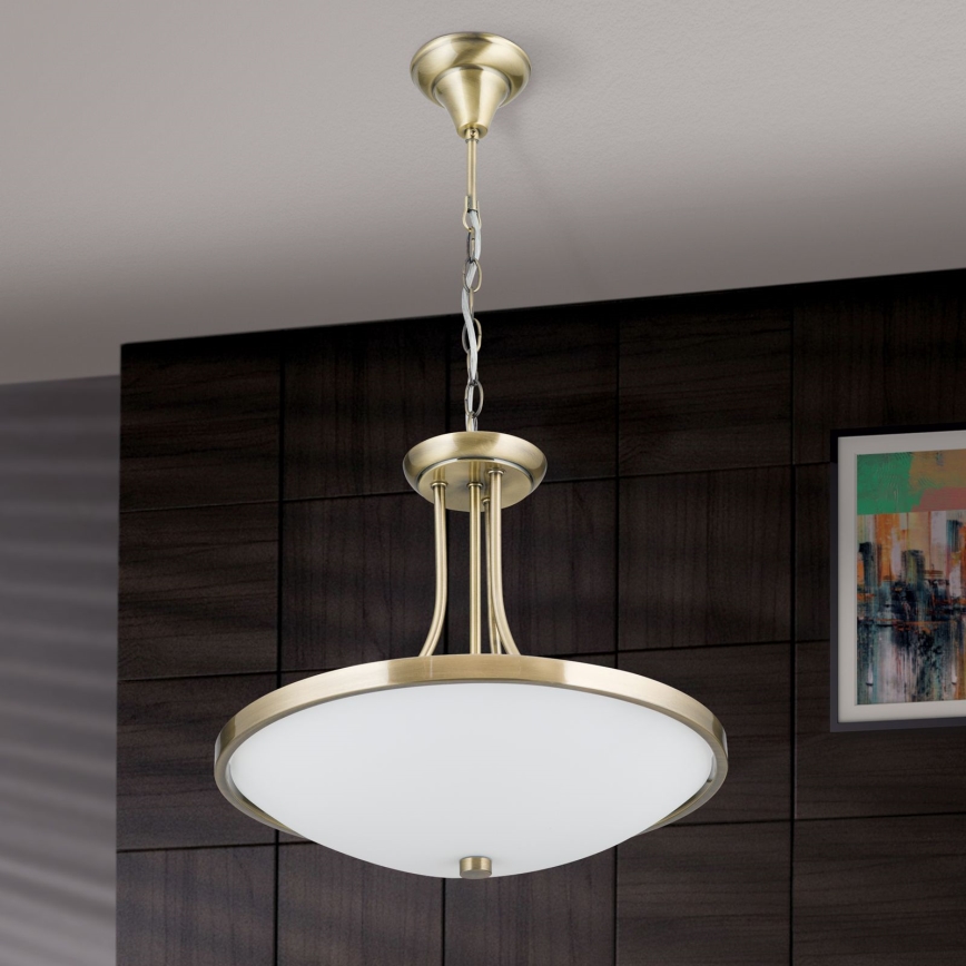 Żyrandol na łańcuchu AIDA 3xE27/60W/230V śr. 39,5 cm mosiądz
