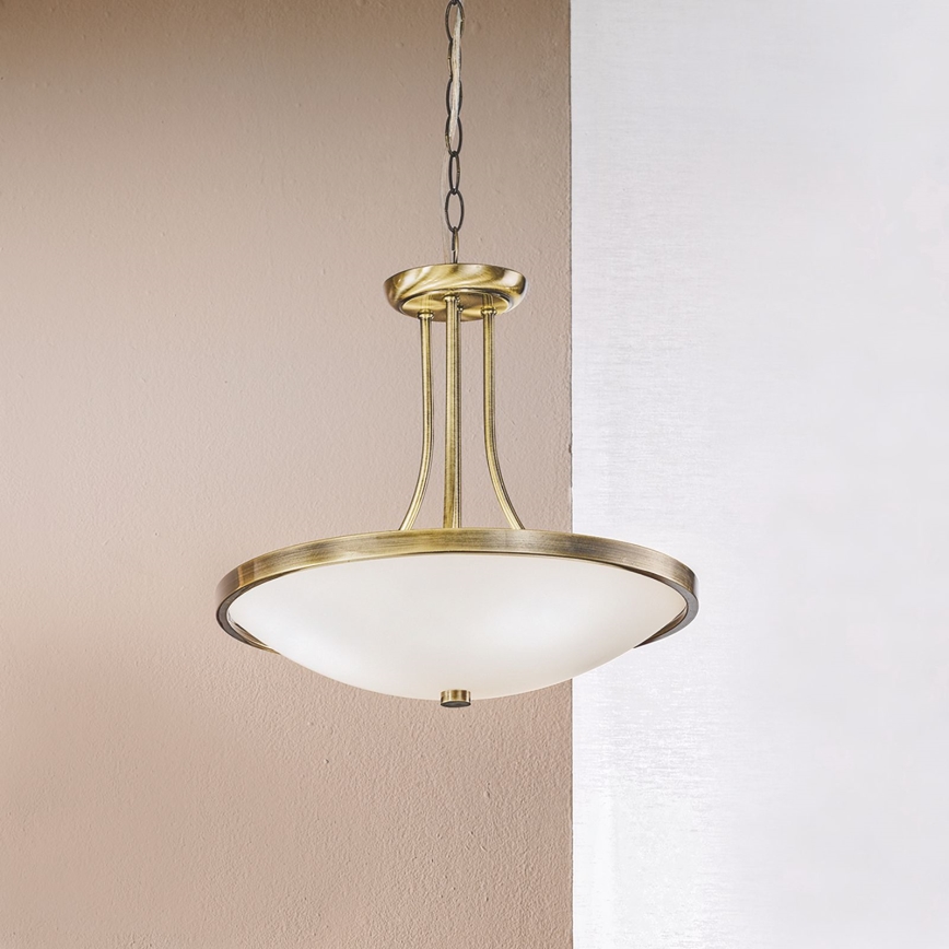 Żyrandol na łańcuchu AIDA 3xE27/60W/230V śr. 39,5 cm mosiądz