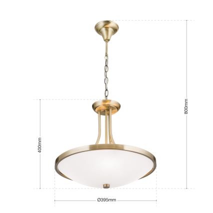 Żyrandol na łańcuchu AIDA 3xE27/60W/230V śr. 39,5 cm mosiądz