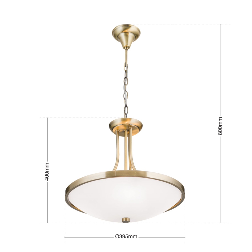 Żyrandol na łańcuchu AIDA 3xE27/60W/230V śr. 39,5 cm mosiądz