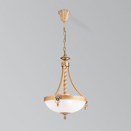 Żyrandol na łańcuchu ROCCA 3xE27/60W/230V śr. 32 cm brąz/biały